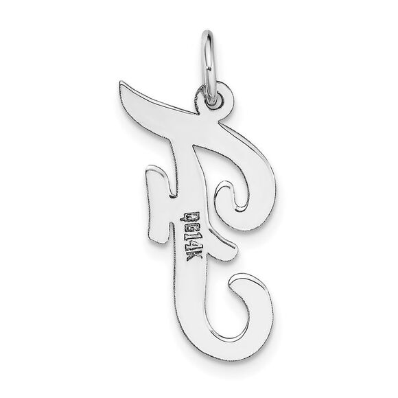 14k White Gold, Madison Collection LG Classic Script Initial F Pendant - Picture 3 of 6